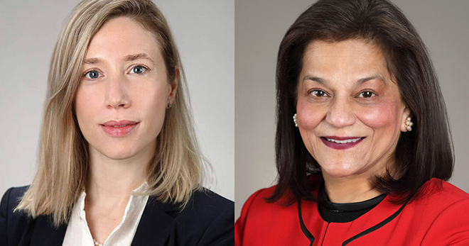 side by side photo of Dr. Rena D’Souza and Rebecca G. Baker, Ph.D